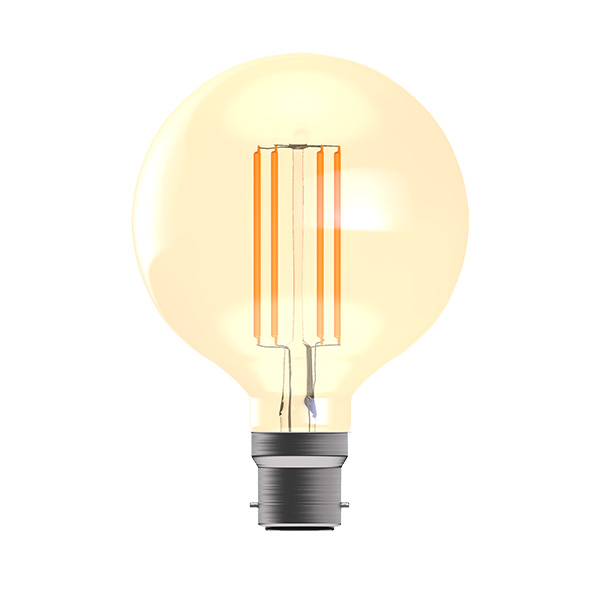 LED 3.3W Dimmable Amber Filament Globe - 95mm - BC - 2200K